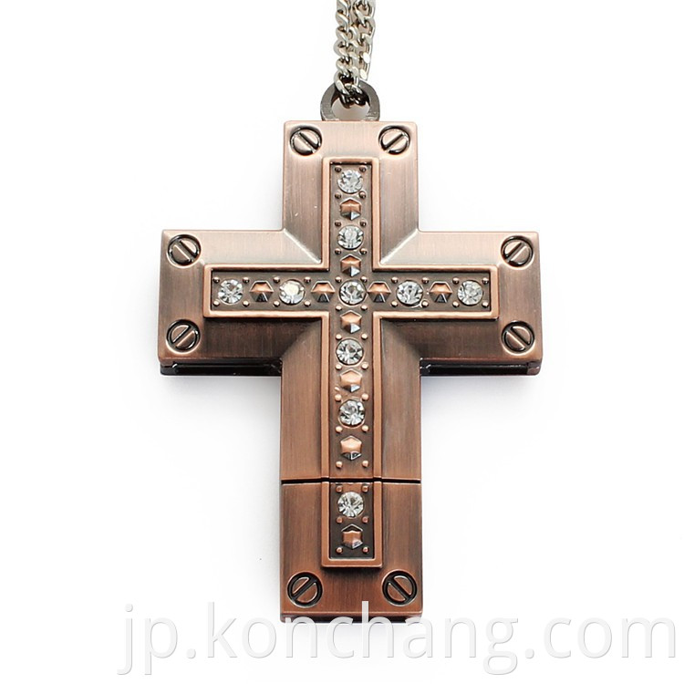 Metal Crystal Cross USB Flash Drive